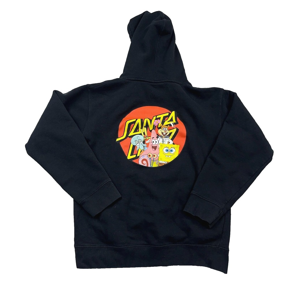Santa Cruz Hoodie Men Small Black Sponge Bob Skate Surf Sweatshirt Adult